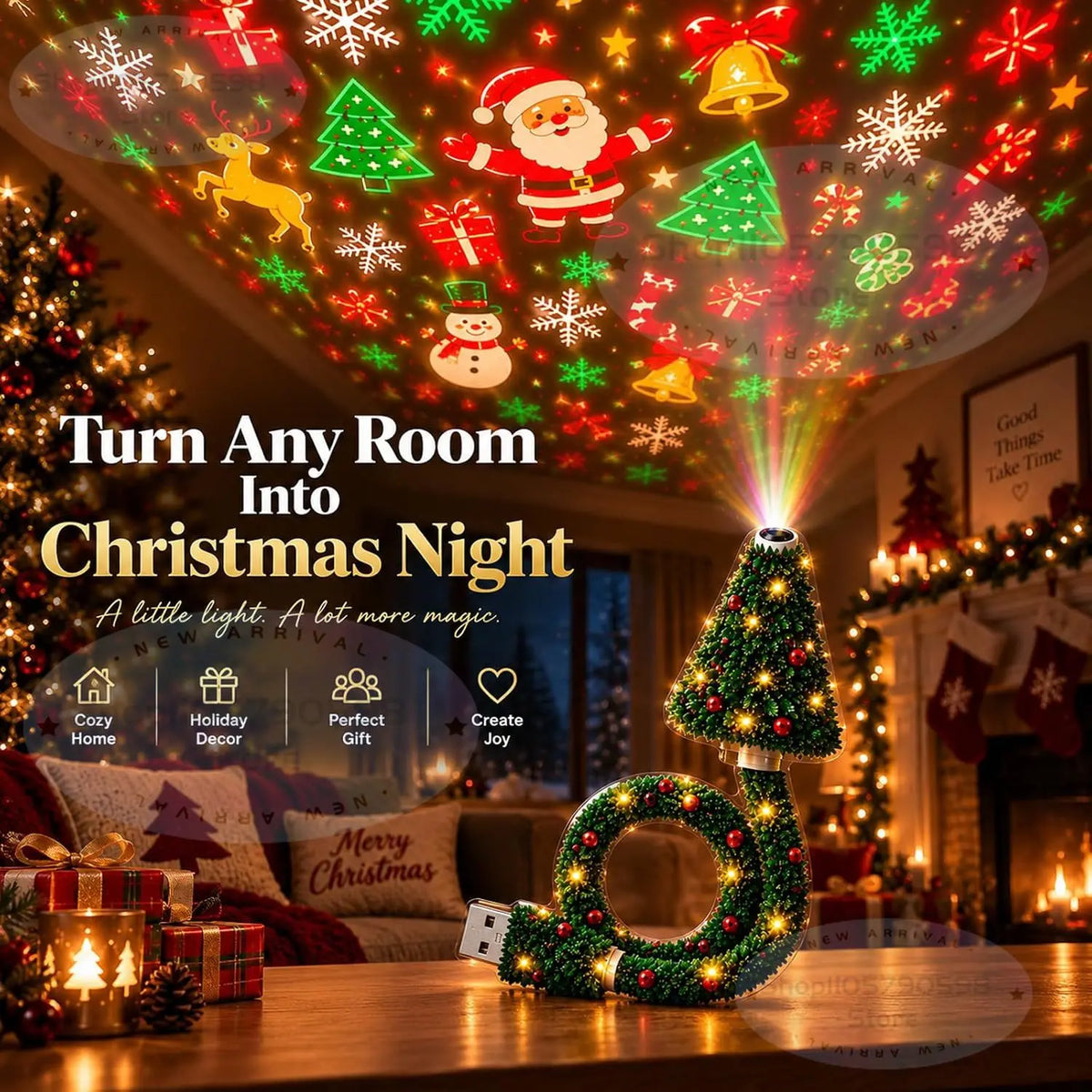 Proyector navideño USB: magia en tu techo